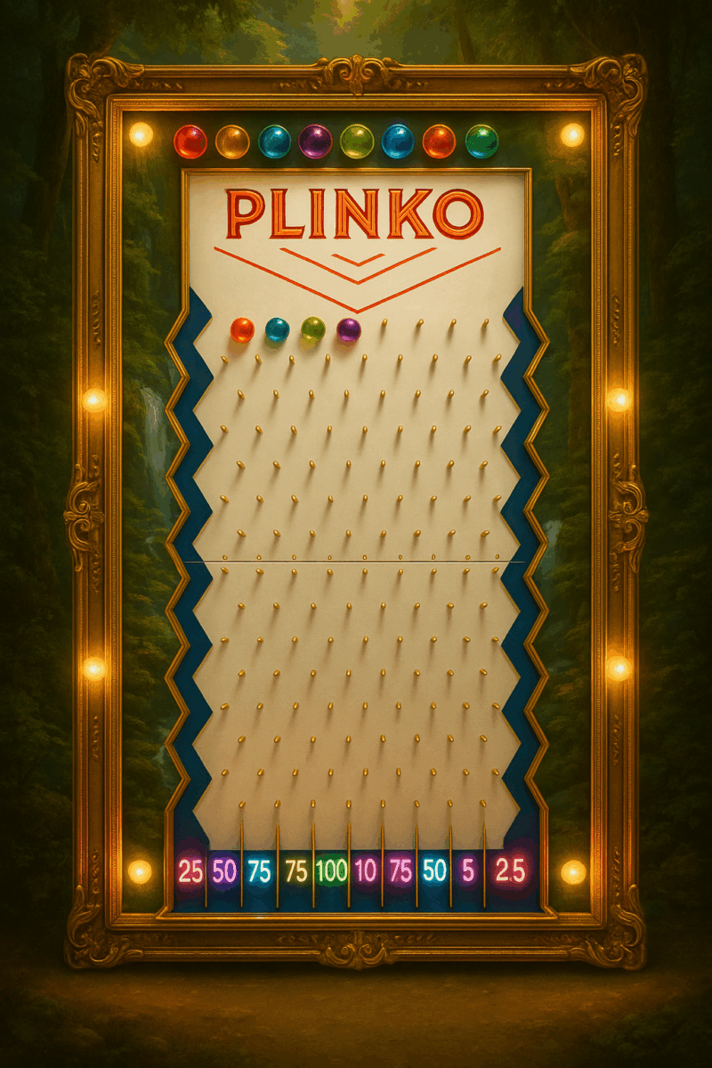 Plinko game board with colorful pegs and multiple prize slots for engaging gameplay