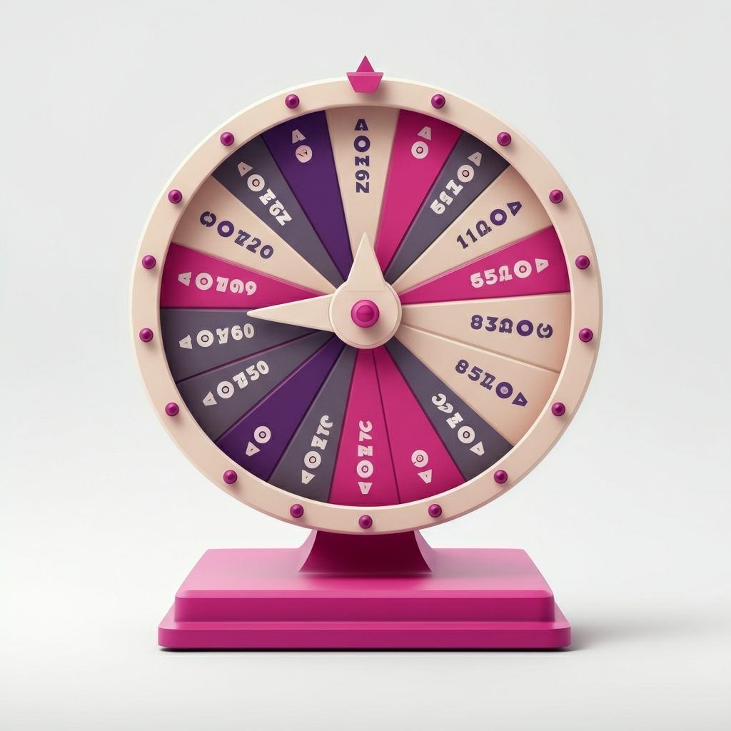 Pink and purple prize wheel representing Prize Wheel vs Digital Scratch and Win engagement strategies